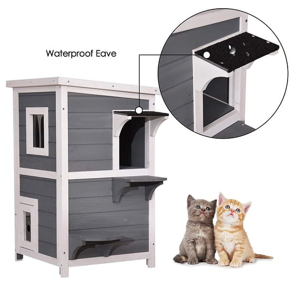 Shop Lovupet 2 Story Weatherproof Wooden Outdoor Indoor Cat