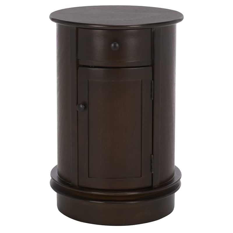 SAFAVIEH Celestia Grey Swivel Storage Accent Table - 18"W x 18"D x 26"H - Dark Chocolate