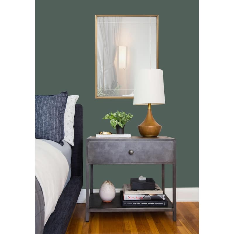 Allan Andrews Brass Metal French Panel Framed Vantiy and Wall Mirror - 36"H x 24"W