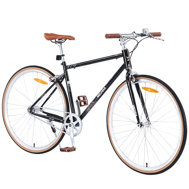 Single Speed Retro style 700C Road Bike For men women's City Bicycle, Steel Frame - Black