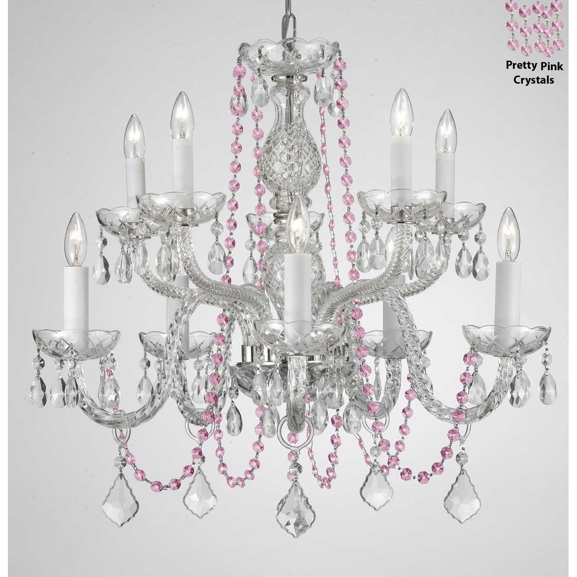 Crystal Chandelier With Pink Crystals - Chandeliers For Bedrooms by Overstock.com