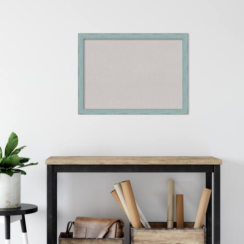 Sky Blue Rustic Wood Framed Grey Corkboard Bulletin Board