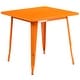 preview thumbnail 11 of 28, 31.5-inch Square Metal Indoor/Outdoor Cafe Table Orange Finish
