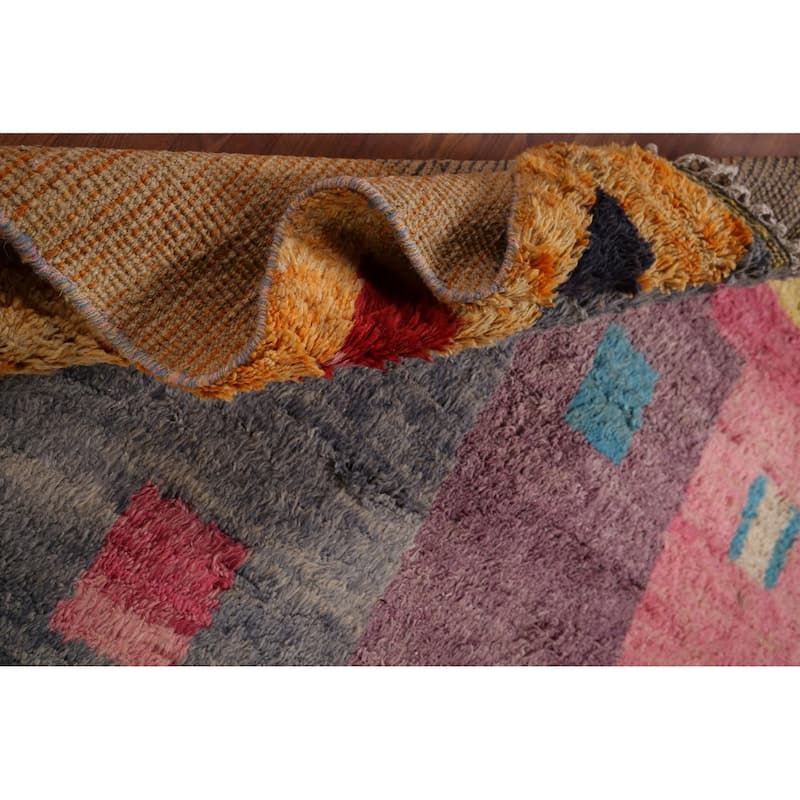 Geometric Moroccan Oriental Area Rug Handmade Multi-Color Wool Carpet - 7'1" x 10'3"