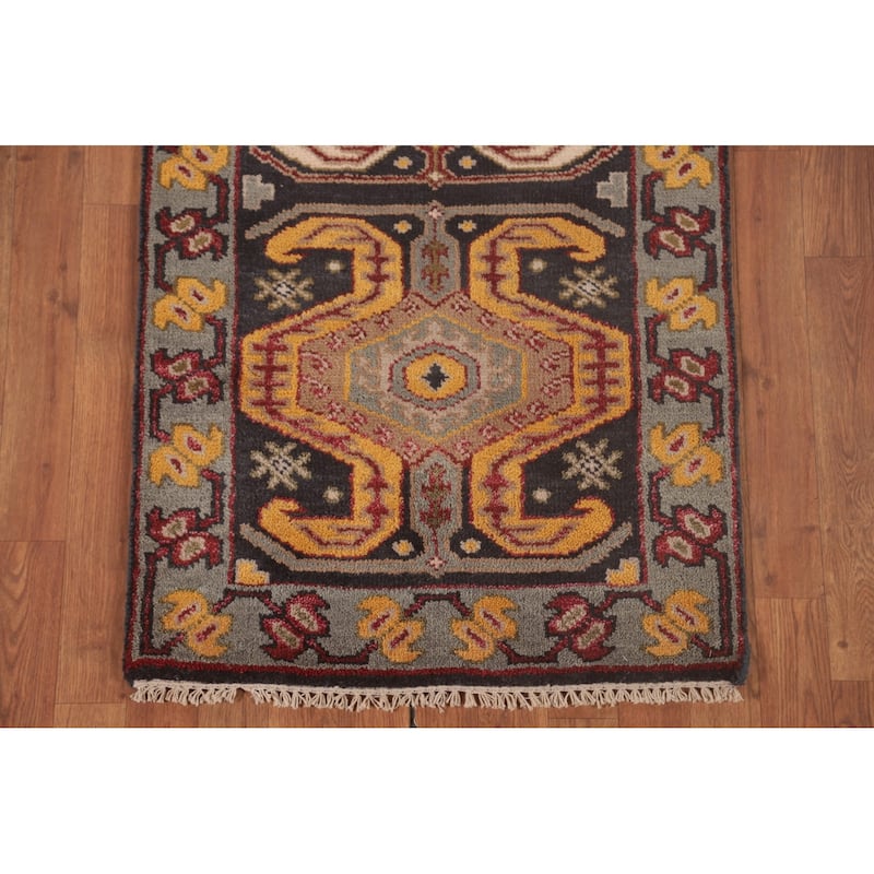 Kazak Runner Rug Hand-Knotted Wool Carpet - 2'6"x 9'8"