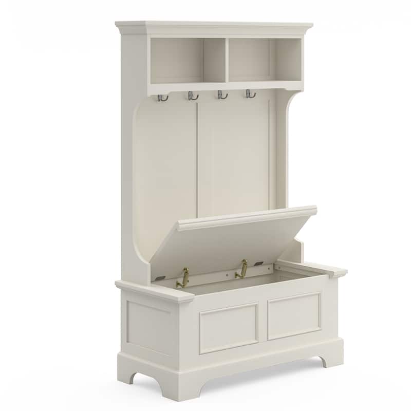 Homestyles Naples Off-White Wood Hall Tree - 40" x 19" x 64"
