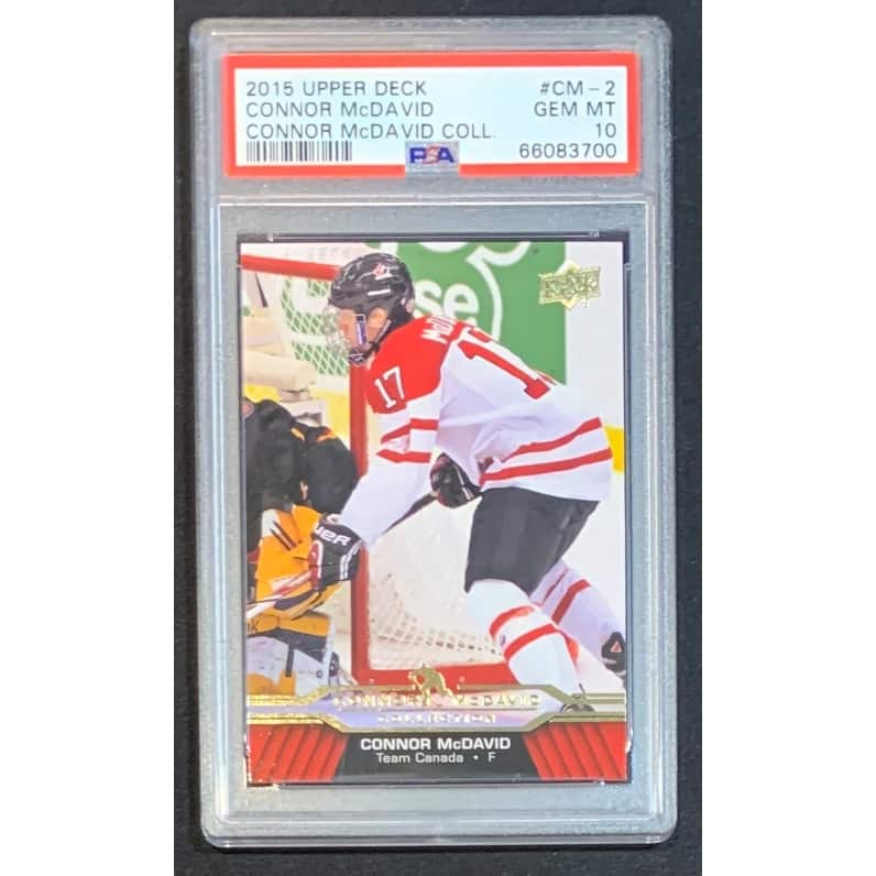 Connor McDavid 2015 Upper Deck Hockey Rookie Card RC #CM-2 Graded PSA 10 - 8'6" x 11'6"