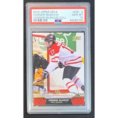 Connor McDavid 2015 Upper Deck Hockey Rookie Card RC #CM-2 Graded PSA 10 - 8'6" x 11'6"