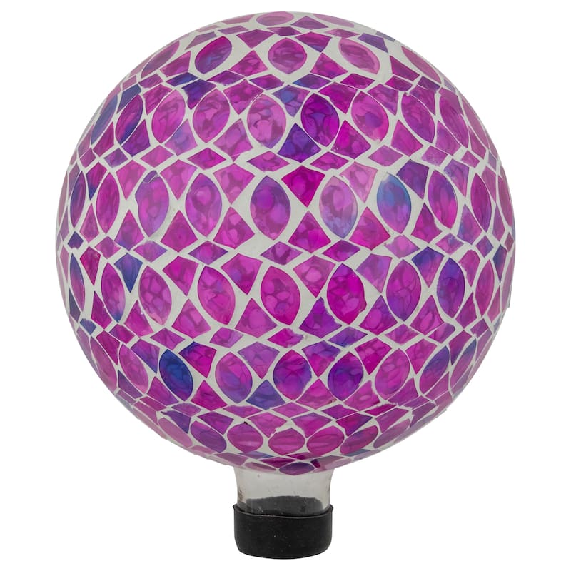 Iridescent Mosaic Outdoor Garden Gazing Ball - 10" - Purple Pink and White