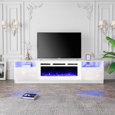 36'' Electric Fireplace TV Stand, Entertainment Center & TV Console for TVs up to 80'', Modern Fireplace Heater for Living Room