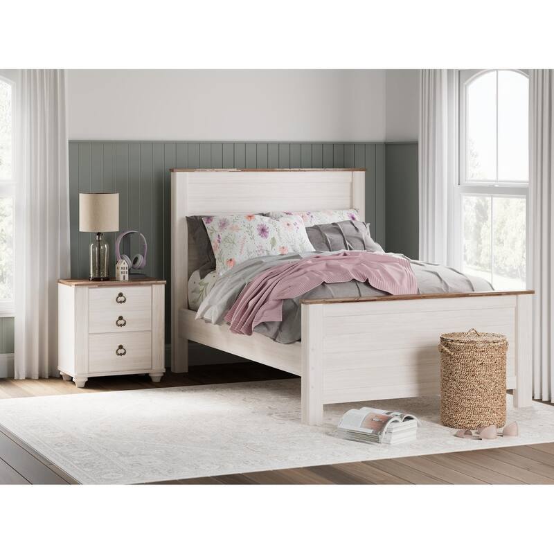 Signature Design By Ashley Willowton Whitewashed Woodgrain Full Panel Bed