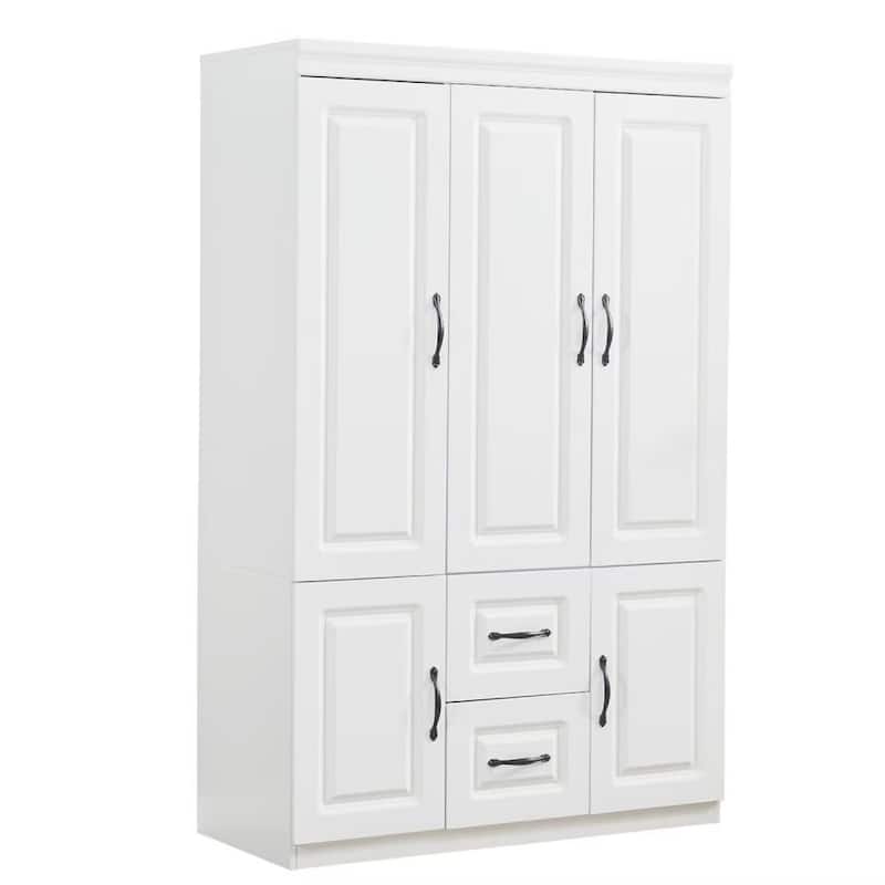 HomeRoots 74" White Five Door Two Drawer Combo Dresser
