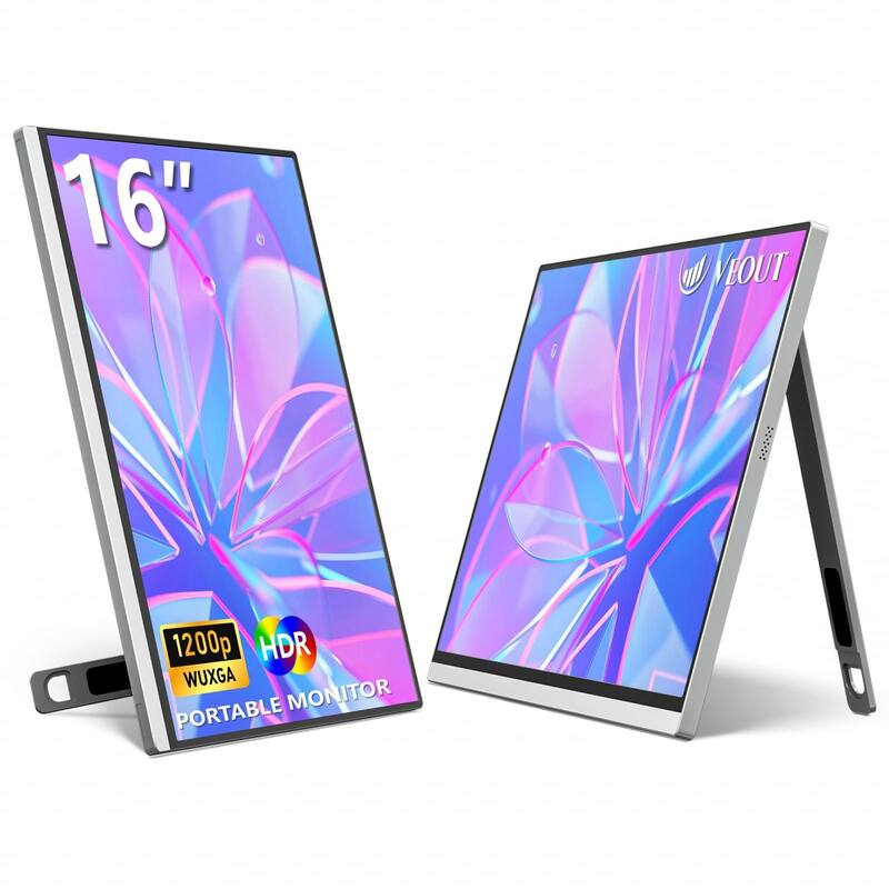16 Inch Portable Monitor, 1920x1200P IPS Laptop Screen - Silver