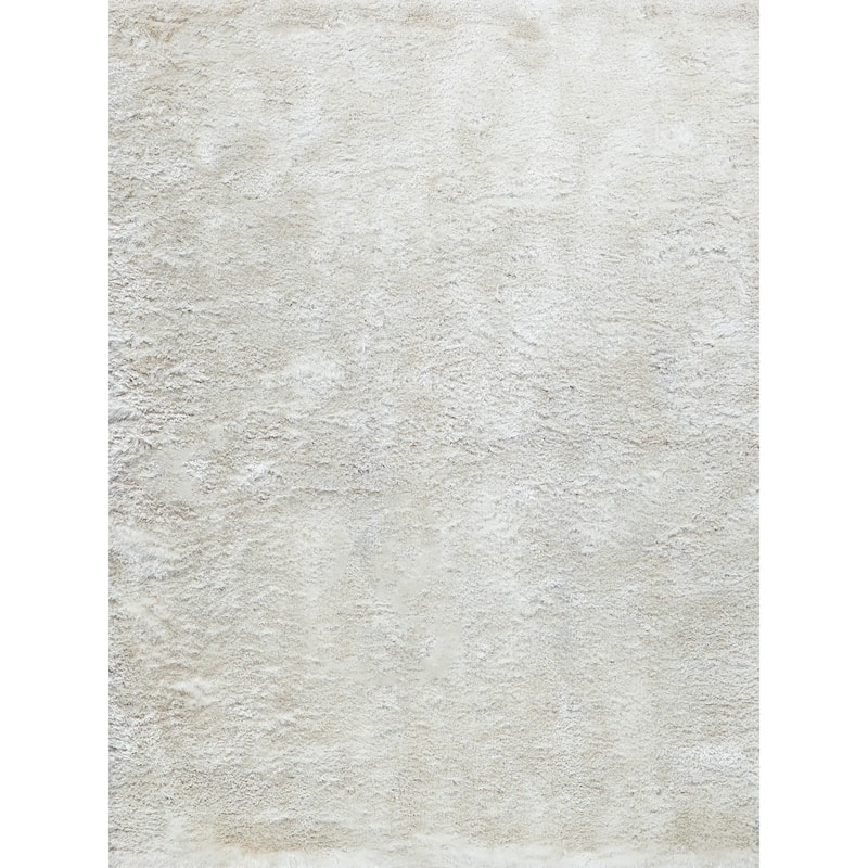 EXQUISITE RUGS Sumo Shag Hand-loomed Polyester/Microfiber White Area Rug.