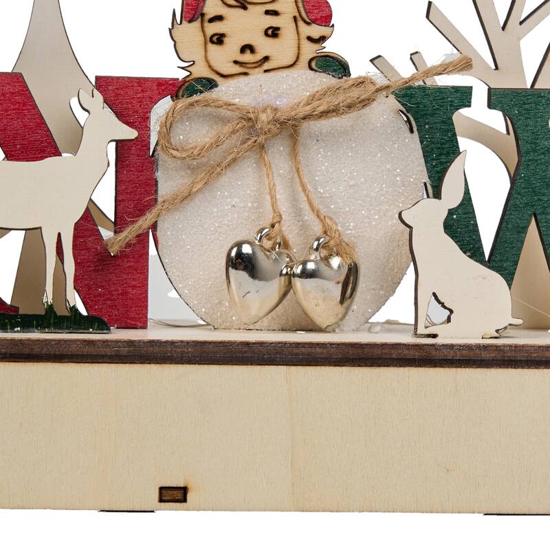 Little Red Riding Hood Wooden Snow Christmas Tabletop Decor - 1.96'' H X 10.23'' W X 5.9'' D