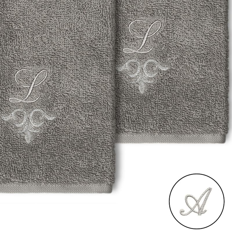 Authentic Hotel and Spa 100% Turkish Cotton Monica 2PC Embellished Washcloth Set