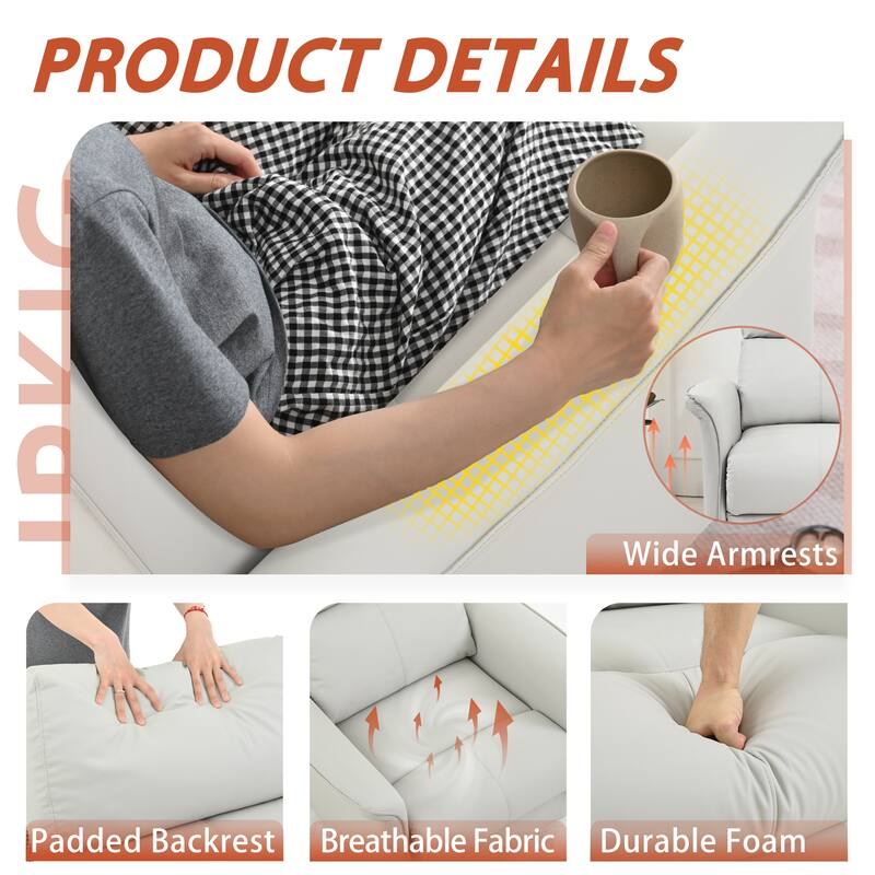 Manual Rocker Recliner Chair for Adults, PU Leather Rocking Chair for Nursery, Single Sofa Recliner for Home Theater