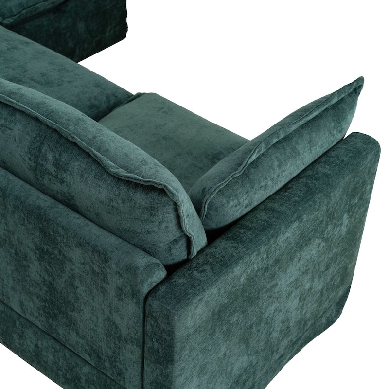 93.31" Modern L-Shaped Sectional Sofa with Movable Ottoman