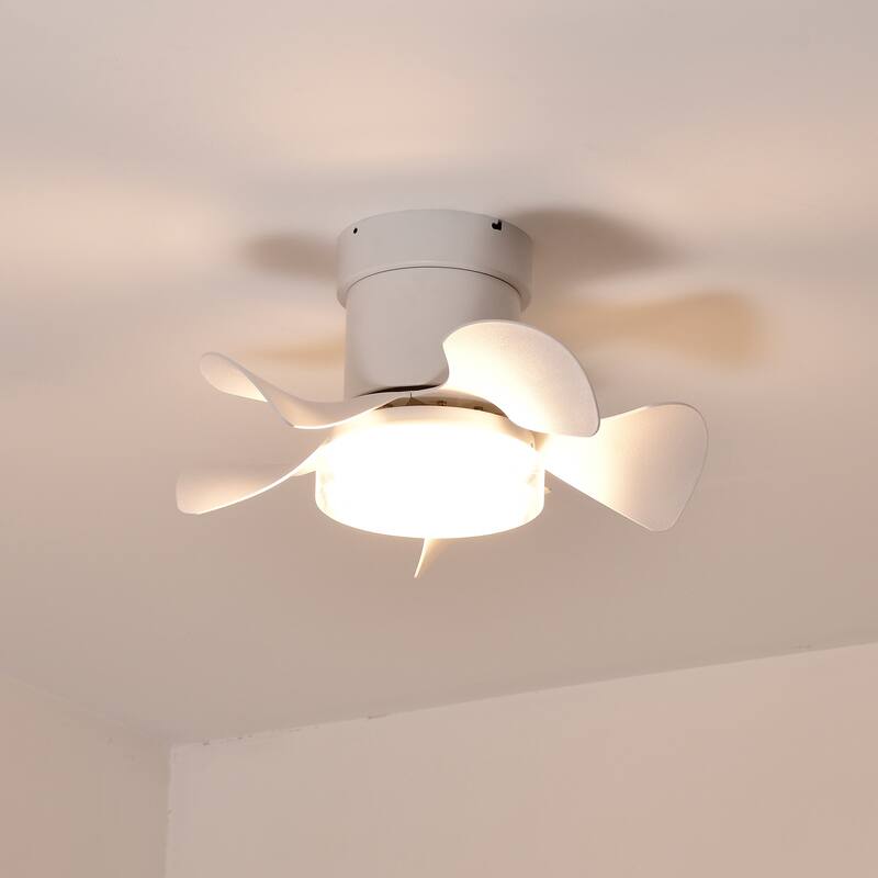 Flush Mount Ceiling Fan with 3 Color Temperatures Light & 6-Speed Remote Control DC Motor, Timer Function
