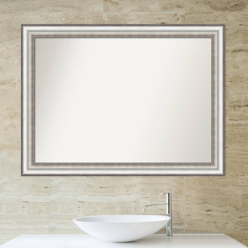 Non-Beveled Bathroom Wall Mirror - Salon Silver Frame
