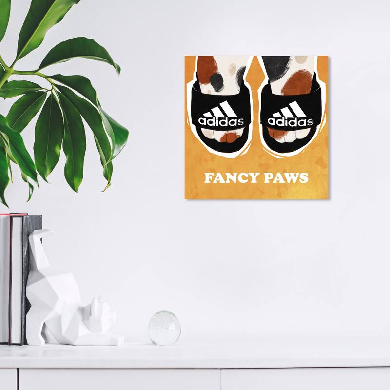 Wynwood Studio Prints Animals Fancy Paws Yellow and Light Yellow Modern & Contemporary Wall Art Canvas Print - 12 x 12
