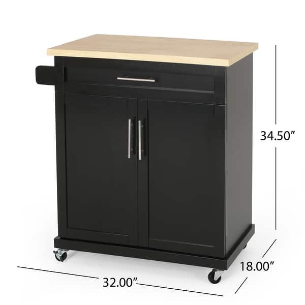 dimension image slide 2 of 4, Batavia Indoor Kitchen Cart with Wheels by Christopher Knight Home