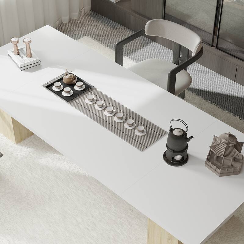 118.1" Large Conference Table, Modern Executive Office Desk with Heavy Duty Wood Base, Seats 8–10 Dining Table