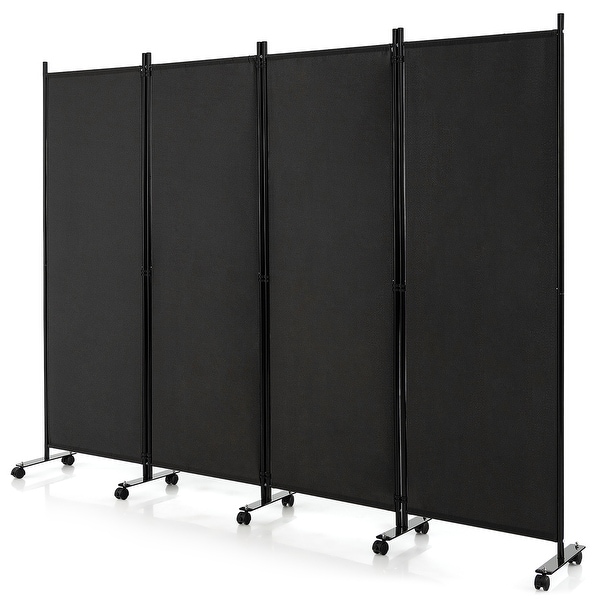 COSTWAY 3/4-Panel Folding Roo Divider, Rolling Wall Privacy Screen