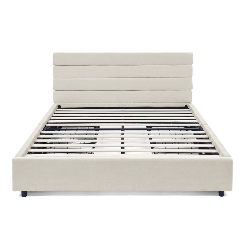 Queen Size Cushioned Bed,Cushioned Bed Frame, Headboard And Solid Bed Frame