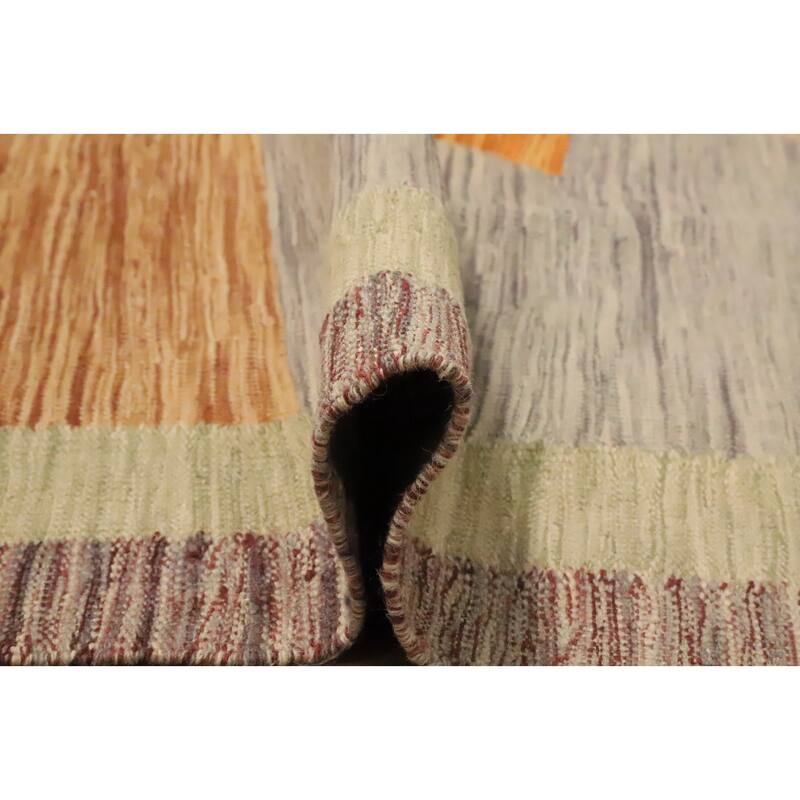 Hand Woven Oriental 100% Wool Carpet Southwestern Modern Greys & Charcoal Kilim Area Rug - 8' 1'' X 4' 11''