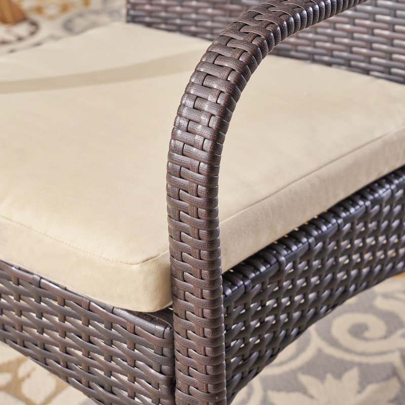 Chilton Outdoor 5 Piece Acacia Wood and Wicker Dining Set by Christopher Knight Home