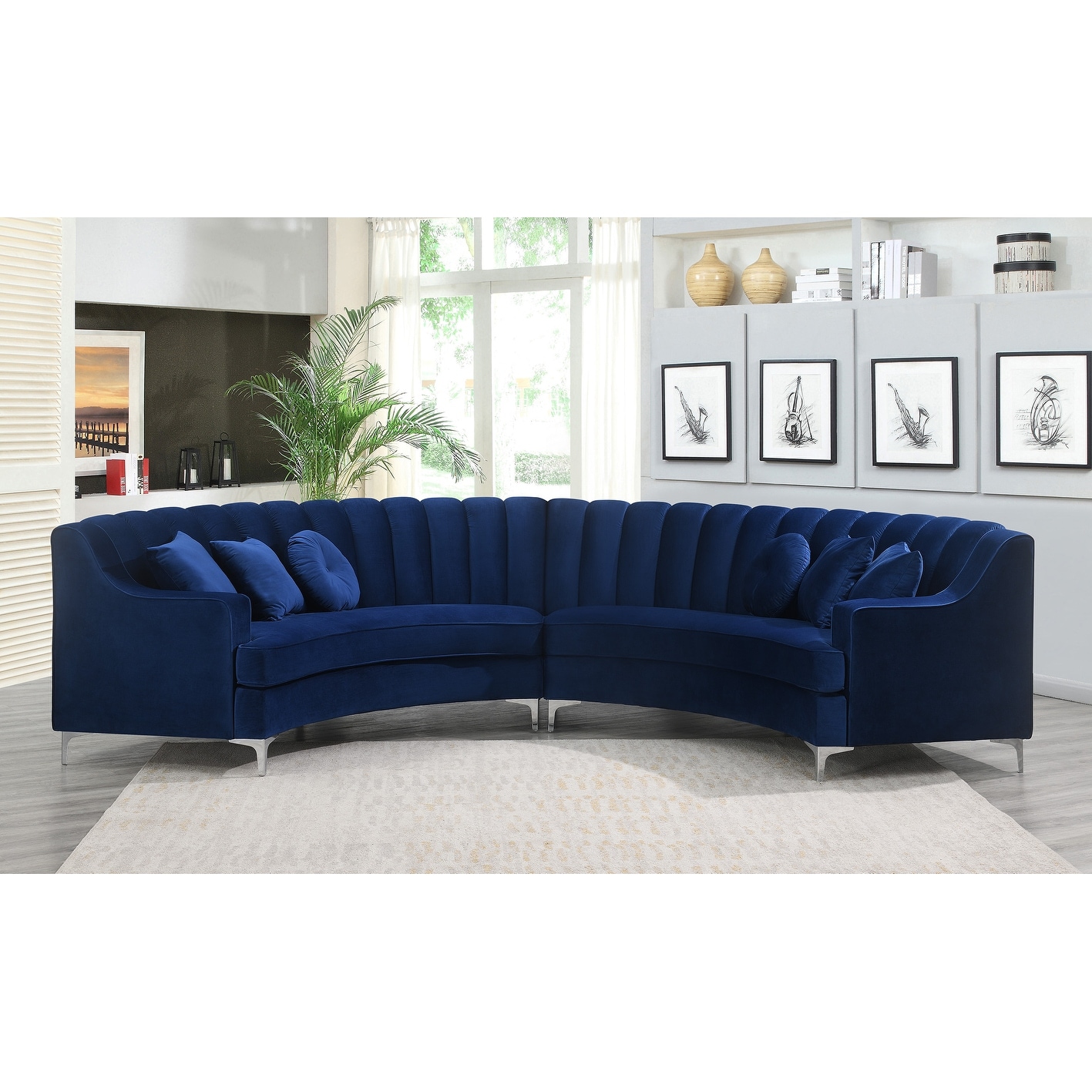 Semi circle leather shop couch