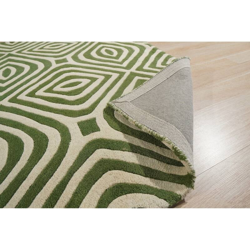 Green Modern Contemporary Tufted Stripes Area Rug - Stylish Elegance and Vibrant Design