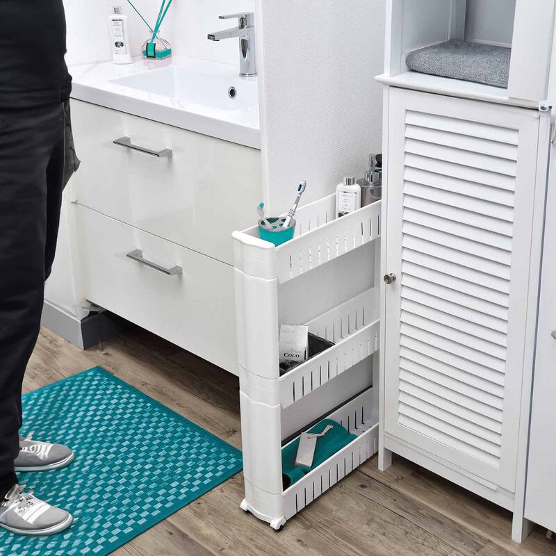 Multi-Purpose Slim Rolling Cart - 3-Tier Utility Organizer - 28.5" H x 21.5" L x 5.1"W