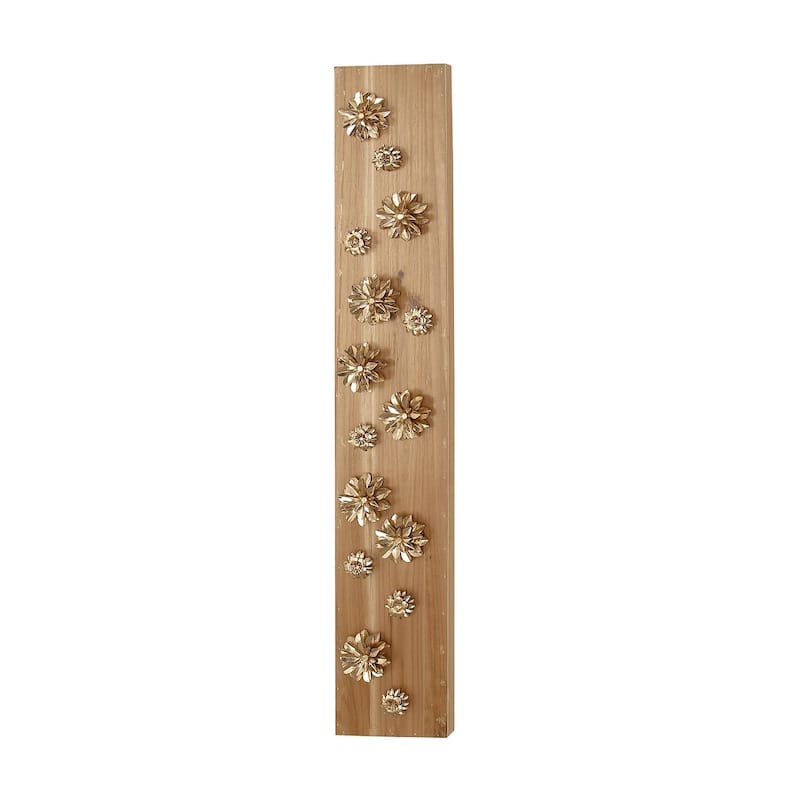 Wood Floral Wall Decor - Gold - Roche River Decor