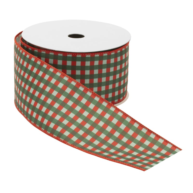 Plaid Wired Ribbon 2.5 x 10 Yds Set of 2 for Holiday Crafts - 360” x 2.5” x 0.25”