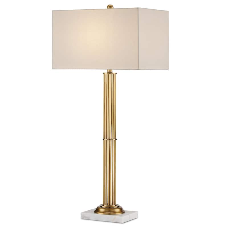 Currey & Company Allegory Brass Table Lamp - 36.5"h x 17"w x 10.5"d - 36.5"h x 17"w x 10.5"d - Antique Brass/Natural