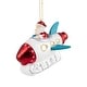preview thumbnail 2 of 5, Santa in a Rocket Ship Glass Christmas Ornament - 4.25" - Silver