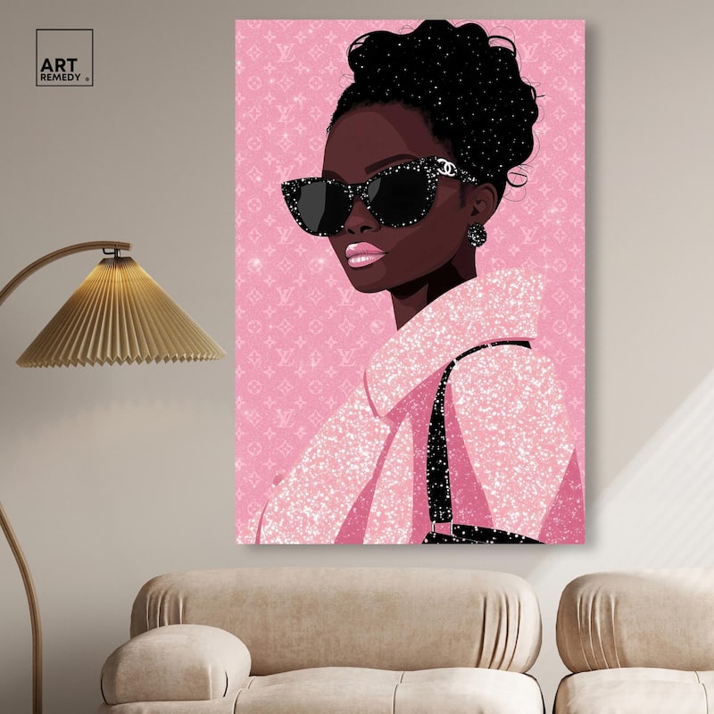 Pink Luxury Woman Canvas by Art Remedy, Gallery Wrapped