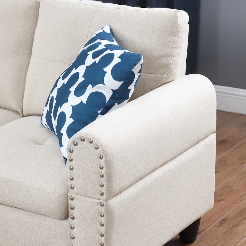 4-piece Modular Sectional Sofa with Storage Ottoman and Pillows