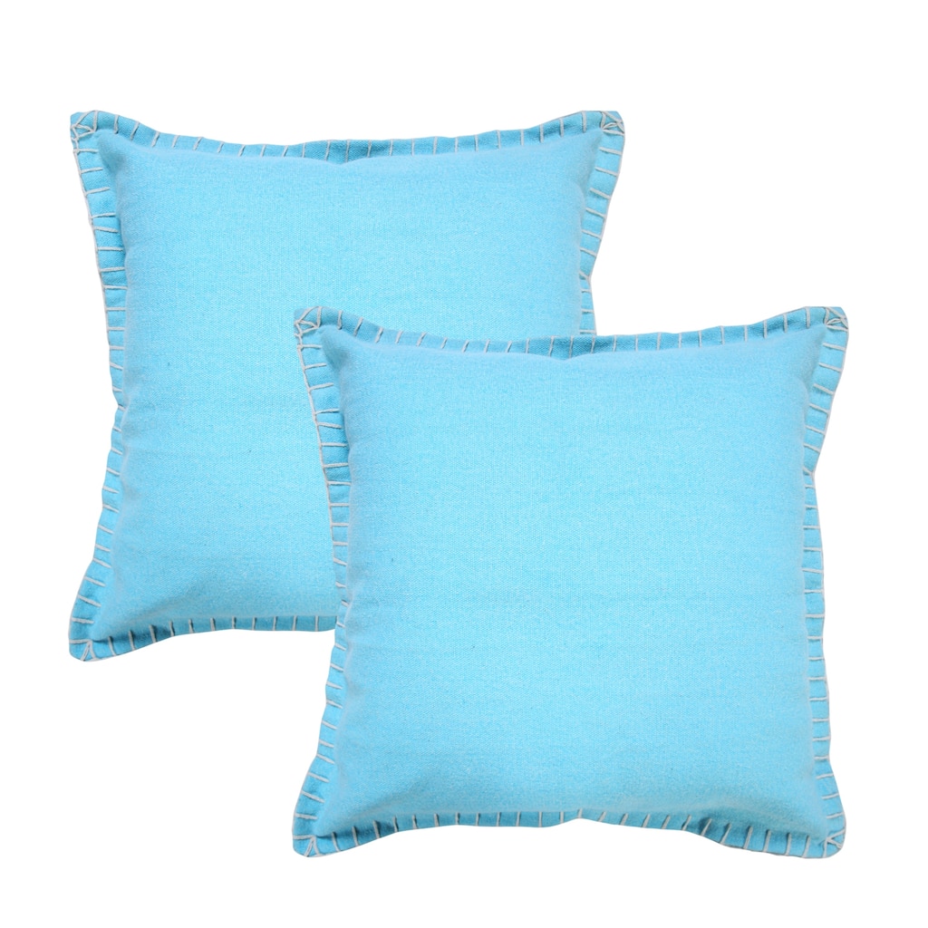 Hachita Set of 2 Coastal Blue Cotton Throw Pillow Covers, 20" x 20", 2 PCS (Covers Only) by Sevita