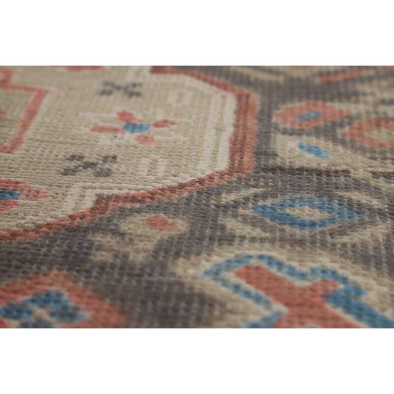 Geometric Tabriz Persian Rug Handmade Beige Wool Carpet - 8'2"x 10'9"