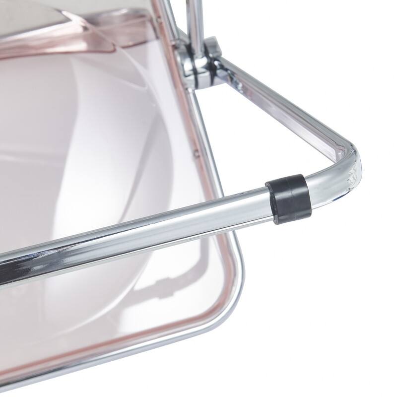 Lawrence Modern Foldable Acrylic Folding Chair with Accent Chrome Frame and Transparent Design for Home Living or Dining Room