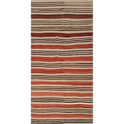 Hand Woven Oriental 100% Wool Carpet Southwestern Tribal Multi-Colored Kilim Area Rug - 9' 9'' X 4' 7''