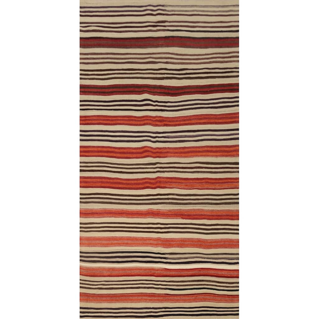 Hand Woven Oriental 100% Wool Carpet Southwestern Tribal Multi-Colored Kilim Area Rug - 9' 9'' X 4' 7''