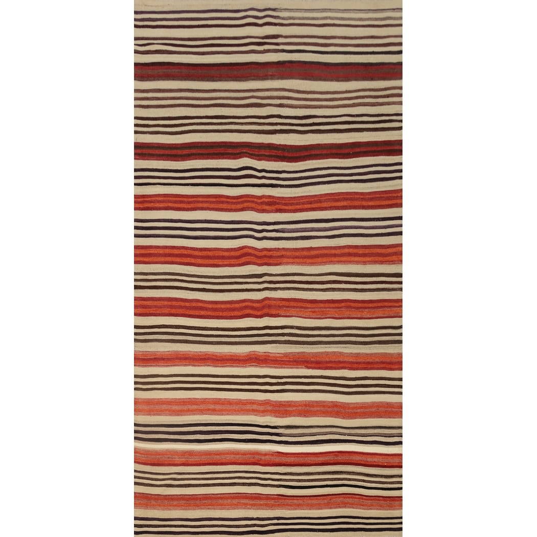 Hand Woven Oriental 100% Wool Carpet Southwestern Tribal Multi-Colored Kilim Area Rug - 9' 9'' X 4' 7''