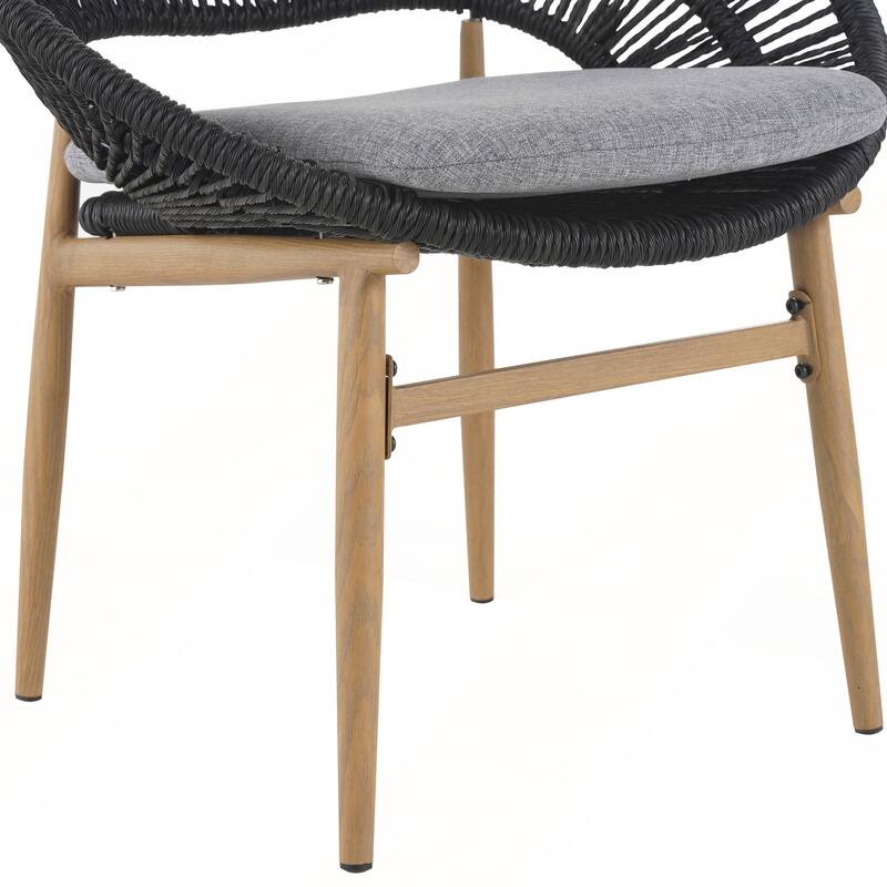 Outdoor Wicker Papasan Style Dining Chair Set of 2