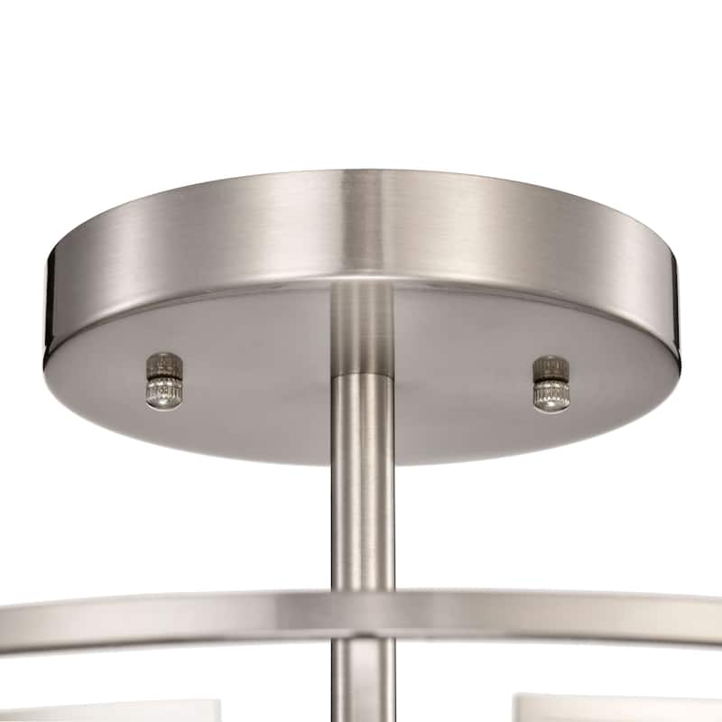 Anita Satin Nickel 3-Light Drum Shade Clear Glass Prism Flush Mount - 17.2 inches in diameter x 11.3 inches H