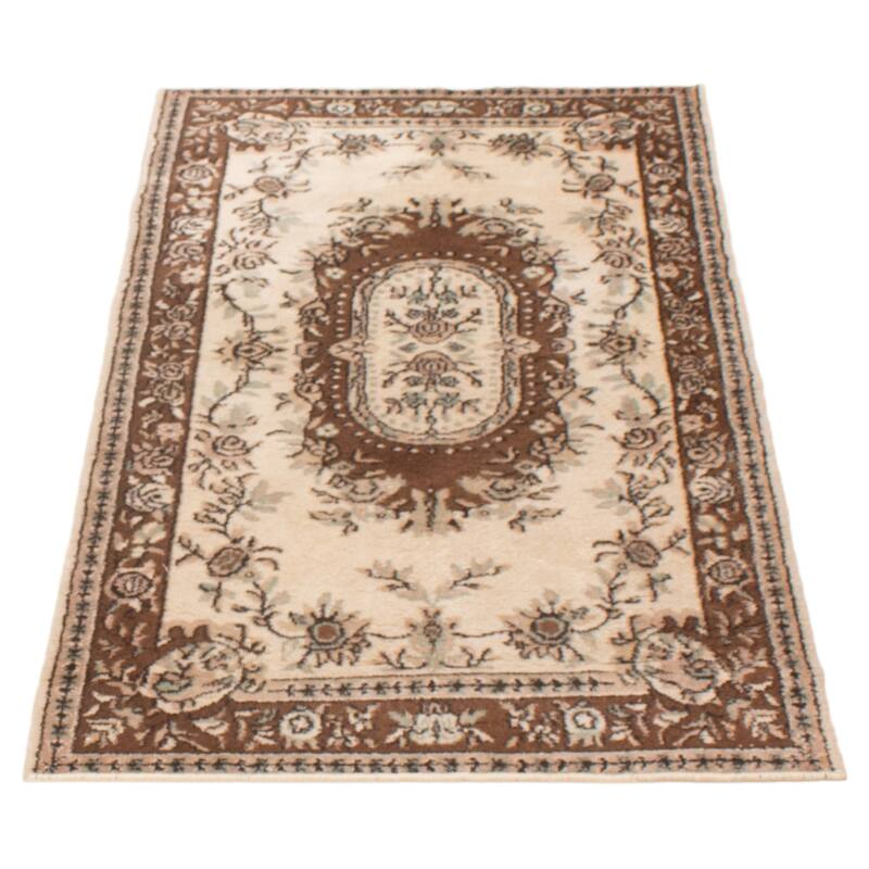 ECARPETGALLERY Hand-knotted Melis Vintage Cream Wool Rug - 3'8 x 6'7