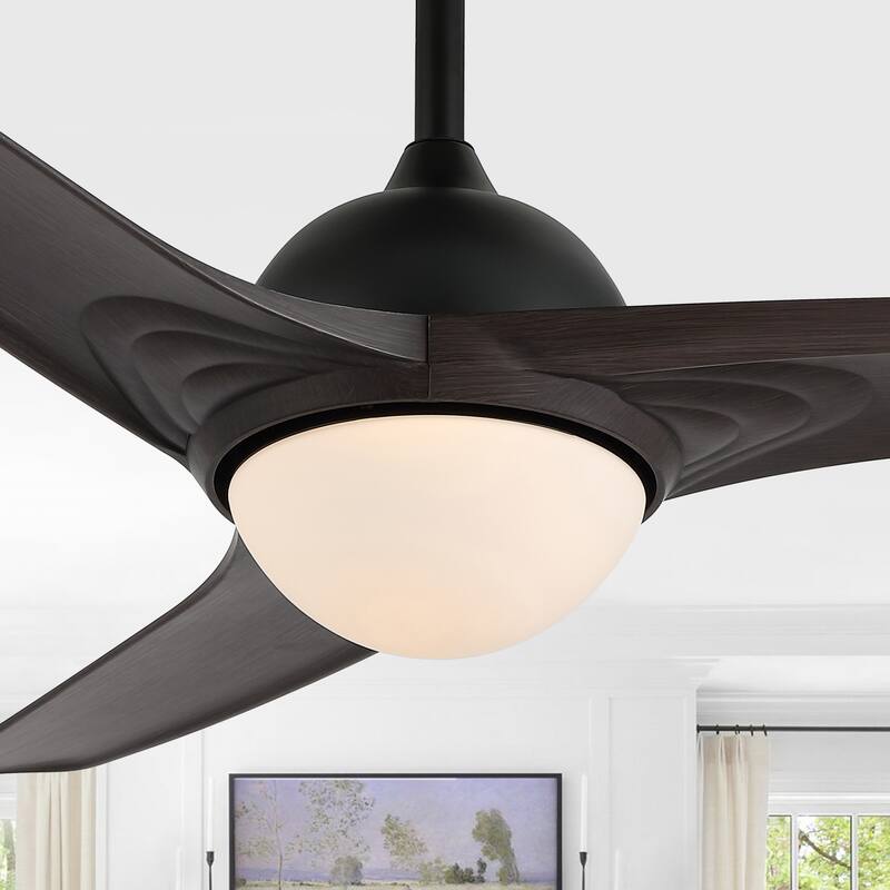 Aviator 52" 1-Light Industrial Iron/Plastic Mobile-App/Remote-Controlled 6-Speed Propeller LED Ceiling Fan, by JONATHAN Y